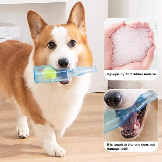 

Water Bottle Dog Toy Squeaky TPR Bottle Dog Chew Toy with Tennis Ball Inside Interactive Fetch Toy for Small Medium Large Dogs S синій