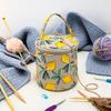 Yarn Storage Bag Storage Bucket Bag Handmade Crochet Bag Wristlet Bag Portable with Built-in Holes Travel-Friendly