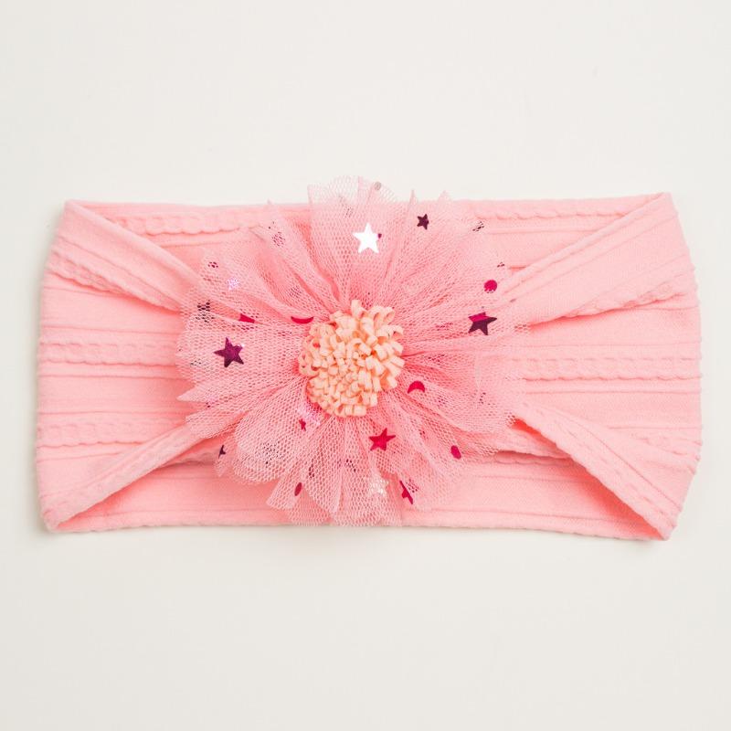 Summer New Girls' Hair Accessories, Baby Candy Color Flower Seamless Wide Headscarf, Baby Nylon Headband