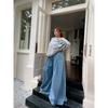 Brother Nan Chubby Elastic Waist Jeans Women Early Autumn New Plus Size High Waist Slimming Chubby Girl Loose Wide Leg Bloomers