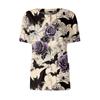 Women's Short Sleeved Patterned Pockets, Work Print Stand Up Collar, Single Breasted Protective Clothing, Cardigan Jacket, Top