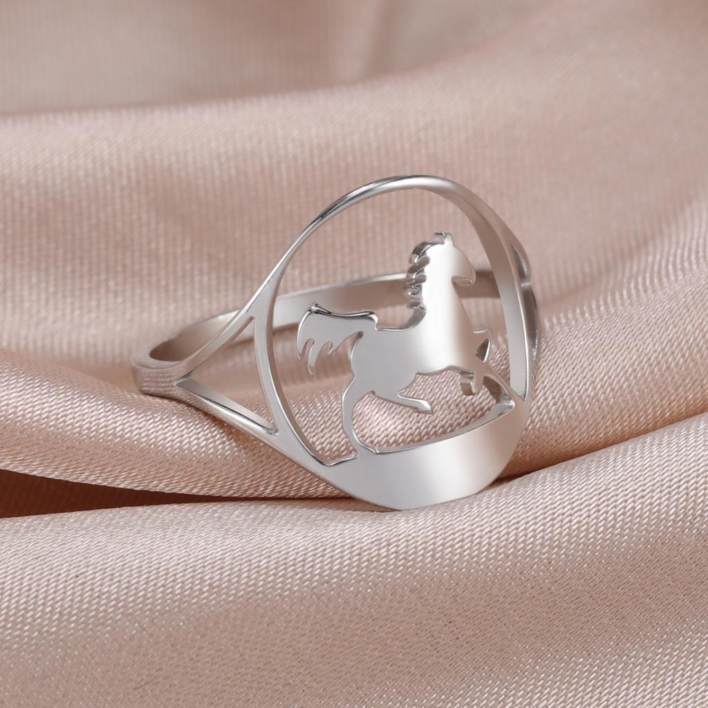 Cool Running Horse Ring Women Men Stainless Steel Finger Rings Animal Jewelry Friends Birthday Gift