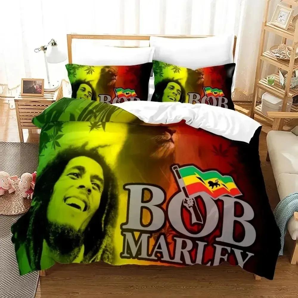 Bob Marley Leggende Musicali Giamaica Cantante 3D Nuovo Copripiumino Federa Set Biancheria da Letto Adulto Ragazzo Ragazza Decorazione Camera da Letto Matrimoniale Grande