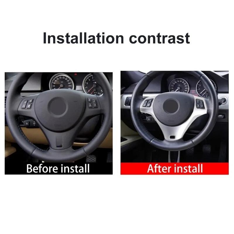 For 2005-2012 BMW 3 Series E90 E92 ABS Matt Black Car Steering Wheel  Frame Cover Trim Sticker Car Accessories para auto