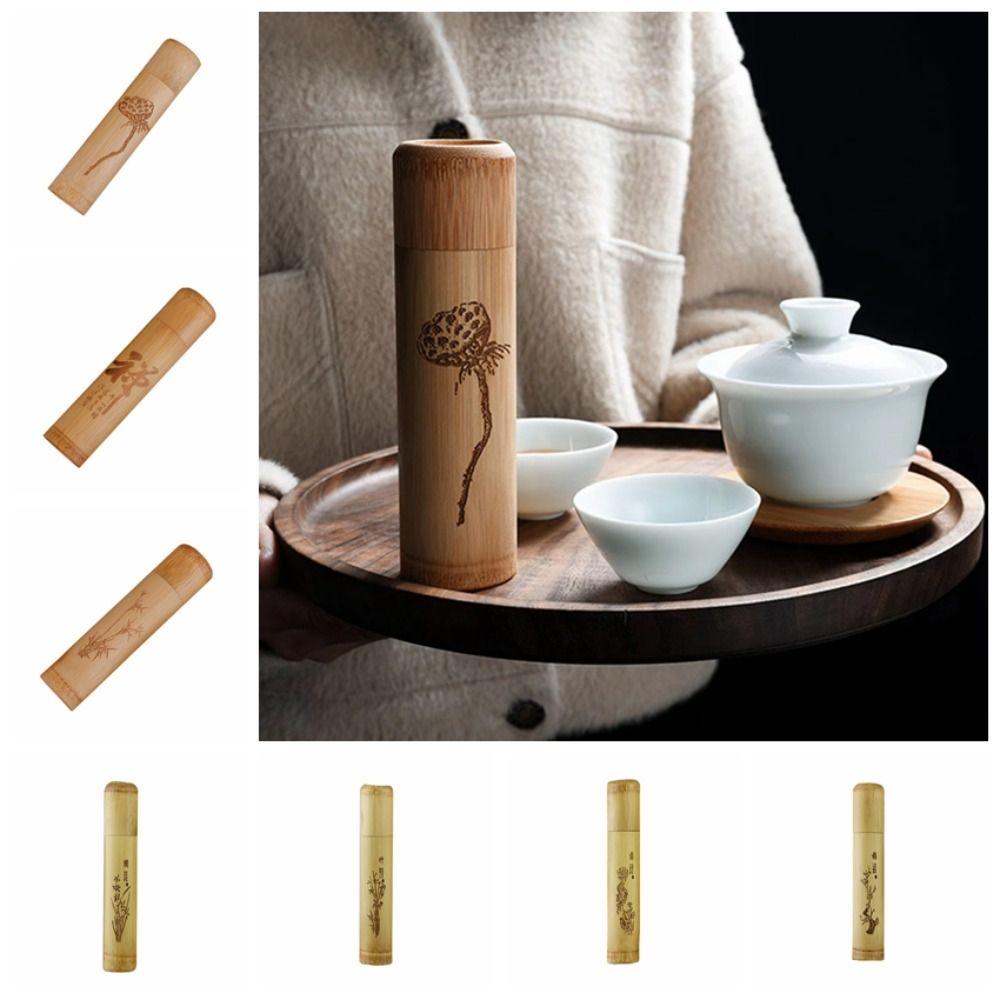 2PCS Healthy Pu'er Tea Box Chinese Style Tea Cans Tea Container Bamboo Tea Canister  Hotel