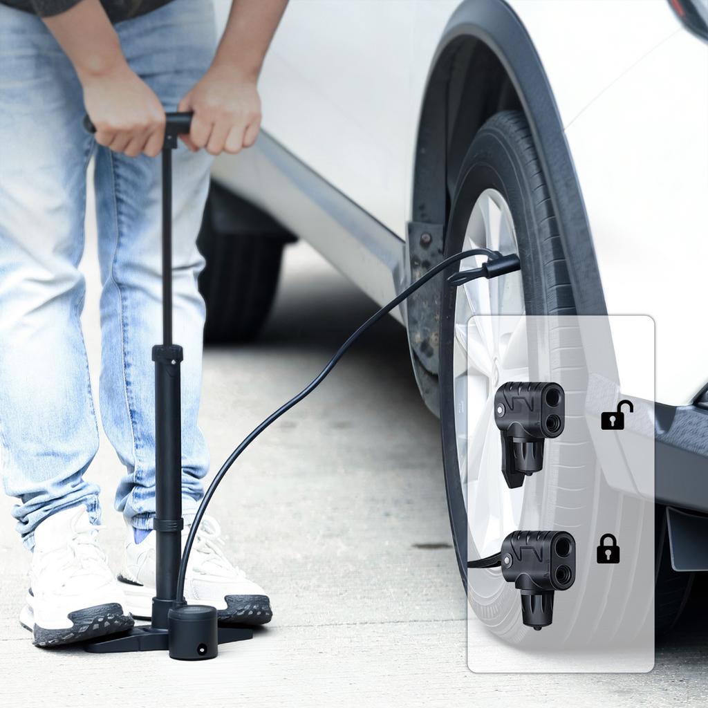 Yüksek Basınçlı Bisiklet Pompası 230PSI Ayakla Katlanabilir Pompa Alüminyum Alaşımlı Gövde ile Yol Bisikleti Dağ Bisikleti için Evrensel Valf