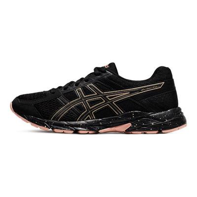 Gel-Contend 4 Atmungsaktives Modegewebe Synthetisches Leder Low-Top Freizeit-Laufschuhe Damen Sneaker Schwarz Gold Pink T8D9Q-011