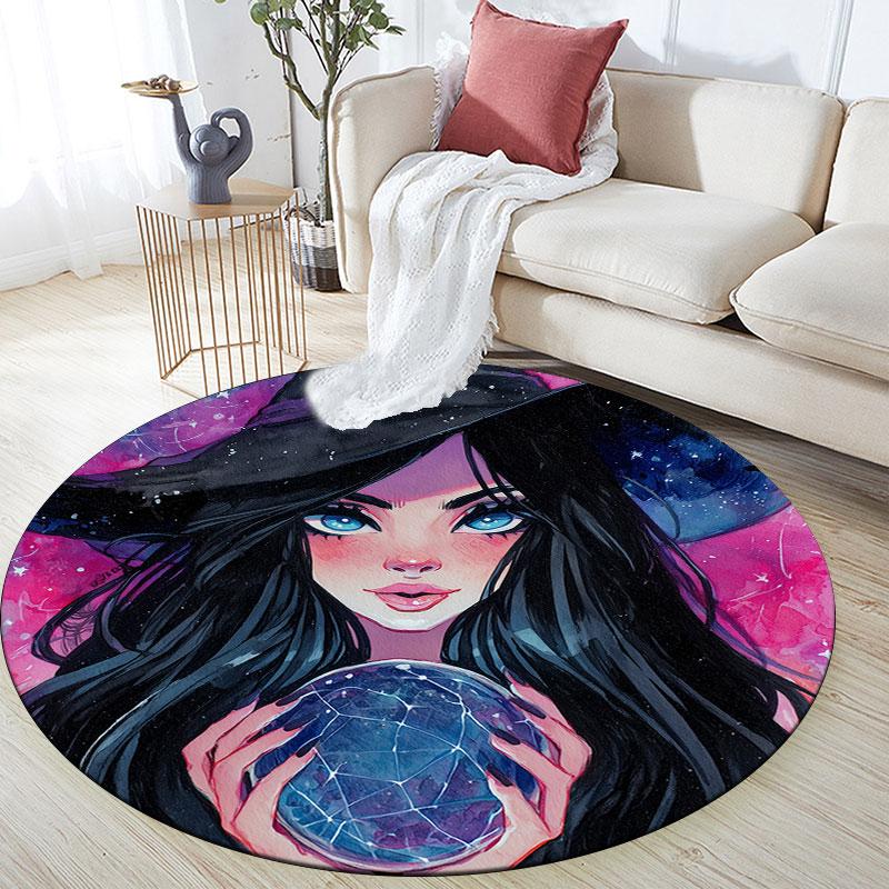 Cartoon Girls pattern round rug,Carpet Rug for Living Room Bedroom Playroom ,Non-slip Floor Mat,Holiday Gifts and Birthday Gifts.