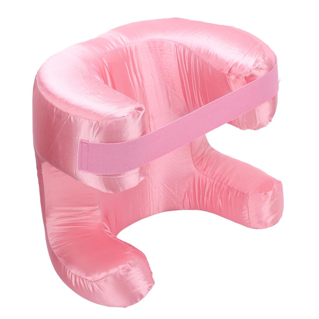 Face Pillow Silk Fabric Memory Foam Soft Cushioning Ergonomic Beauty Pillow for Back Sleep Roseate