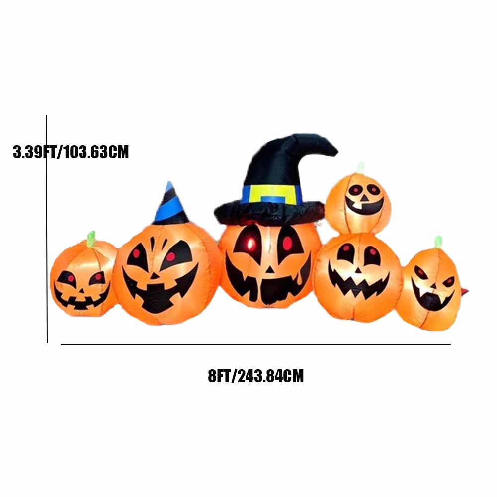 8 FT Halloween Inflatable Decoration Ghost Pumpkin Band Decorations Outdoor Holiday Decor, LED Lights Blow Up Party Decoration