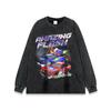 Vintage Washed Loose Fit Cotton T-Shirt With Racing Print Unisex Streetwear Crew Neck Short Sleeve