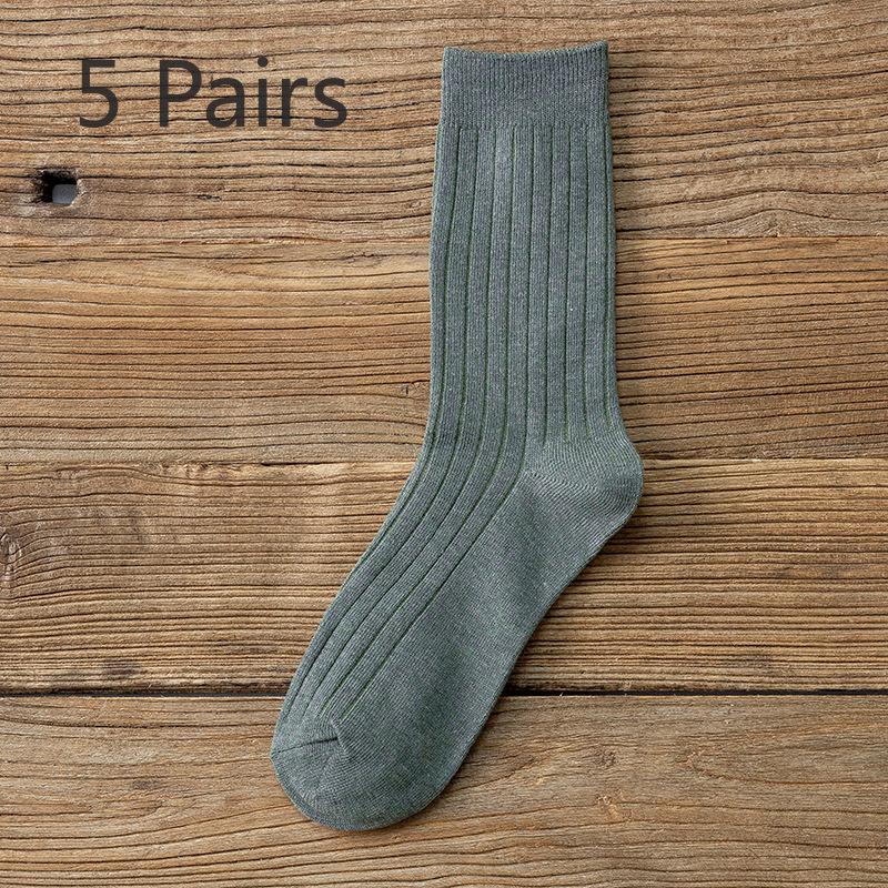 

5 пар мужских новых осенне-зимних спортивных однотонных носков с всасывающей полоской для бизнеса, дышащих и устойчивых к поту 5 Pairs зелёный