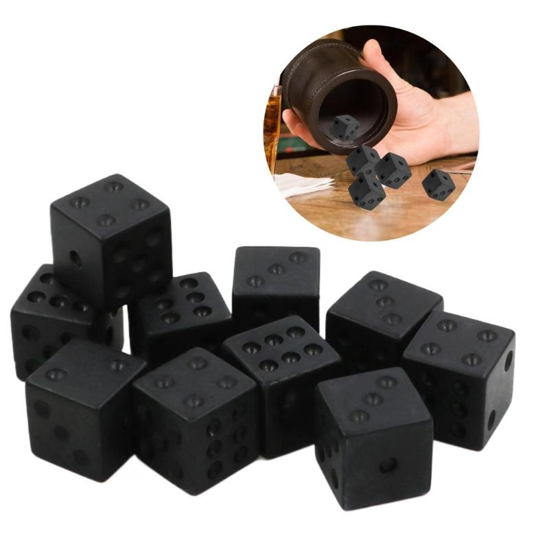 Round Corner Six Sided Dices Bulk, Pack of 10 Board Game 16mm D6 Acrylic Dices Cubes with Large Dots for Kids & Adults