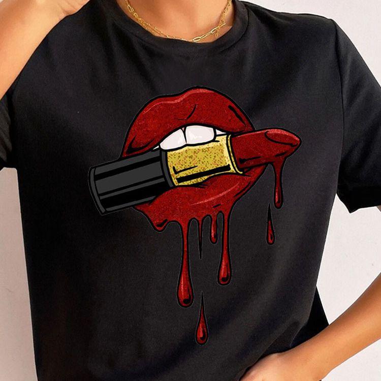 New Fashion Women T Shirt Leopard Lip Print T-Shirt T-Shirt Short Sleeve Tops Female Ladies Summer Tee Shirts Streetwear