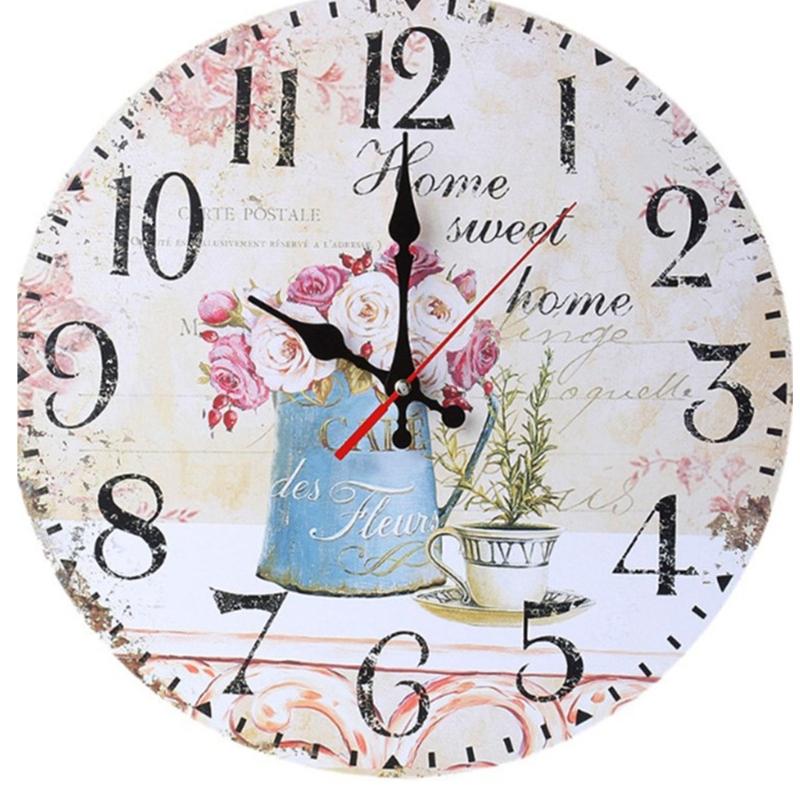 Vintages European Styles Round Wall Clock Silents Movement Home Decoration
