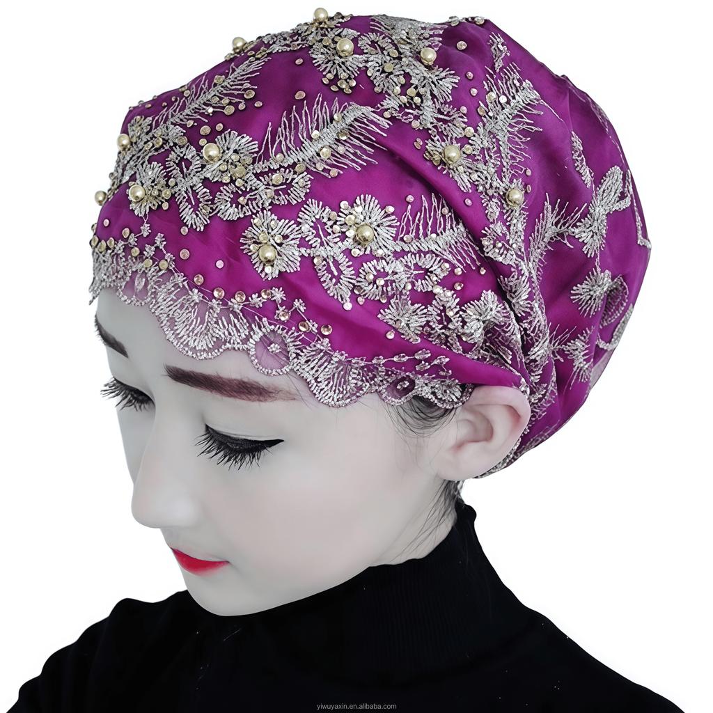 Muslim Women's Lace Hijab Scarf & Veil-Breathable Eco-Friendly Four Seasons Khimar Bonnet Cap