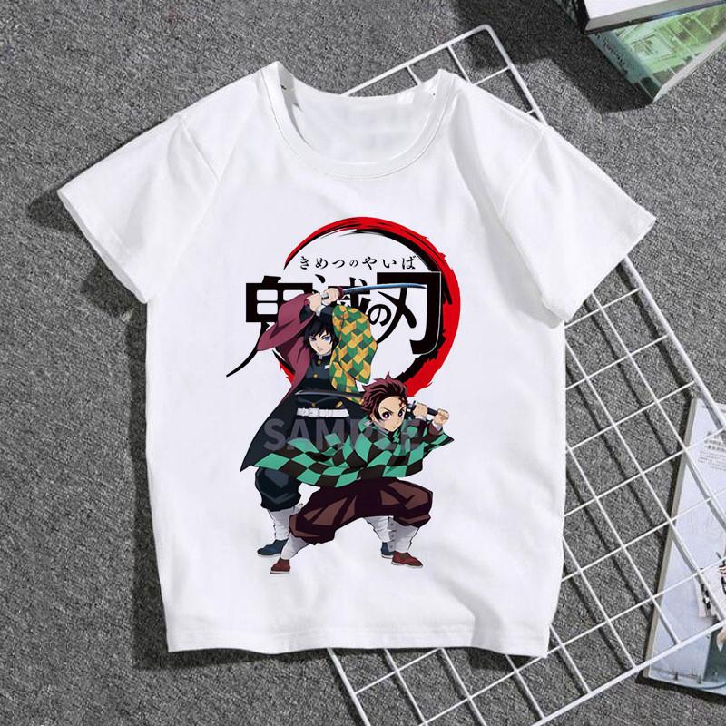 Fashion Cartoon Demon Slayer Anime Kimetsu No Yaiba Print Kids T-Shirt Summer Tees Loose Short Sleeve Women Tops Female Clothes