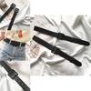 Black Fashionforward Pu Belt With Vintage Square Buckle Perfect For Modern Women