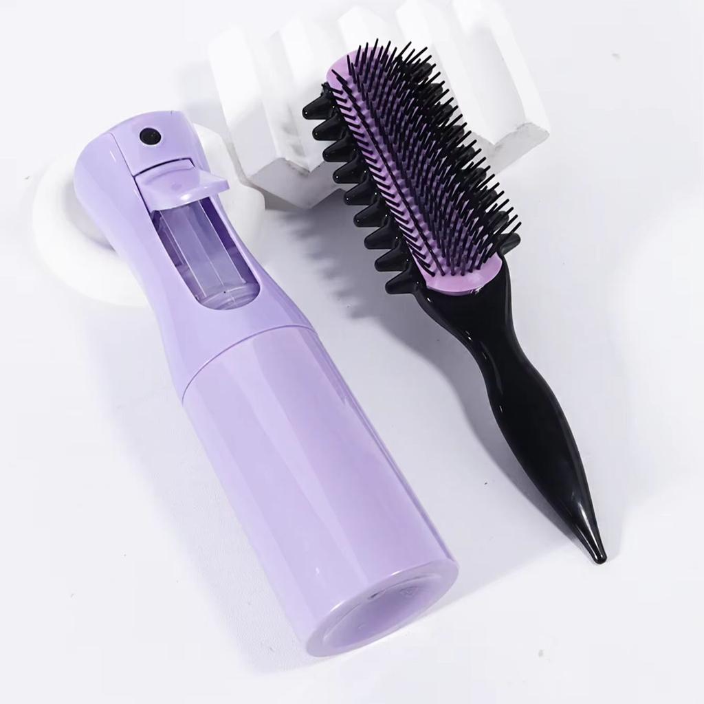 2pcs hair styling combs suit, hair spray bottle, multi tooth nine row nylon combs, dry and wet, special for real hair wigs