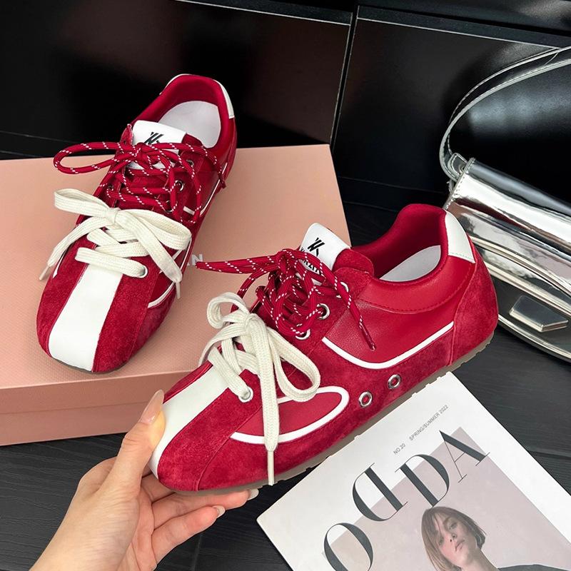 

Niche silver German training shoes are great-looking shoes for women s 2025 new popular leisure sports Forrest Gump flat white shoes 35 красный