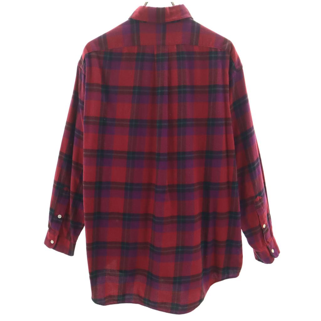 Ralph Lauren Check Pattern Long Sleeve Button Down Shirt L Red Men's Used