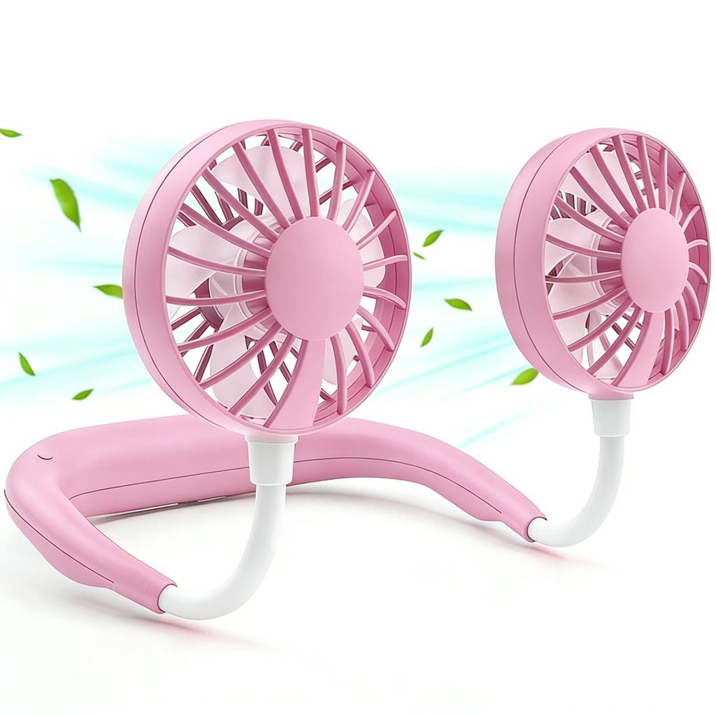 360° Rotation Portable Cooling Neck Fan Personal Neck Fans 3 Adjustable Speed Wearable Neck Fan for Office Sport Travel