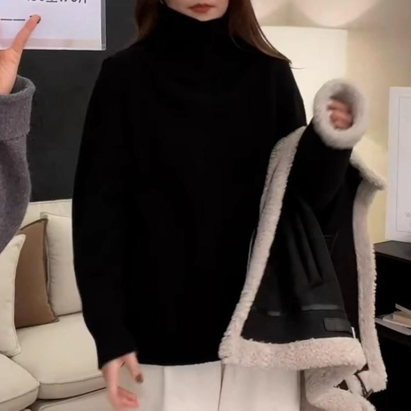 Fashion Thick Long Sleeve Turtleneck Knitted Sweater for Women Autumn and Winter Loose Slim Fit Base Sweaters Tops Women Elegant Casual Jumpers 25442