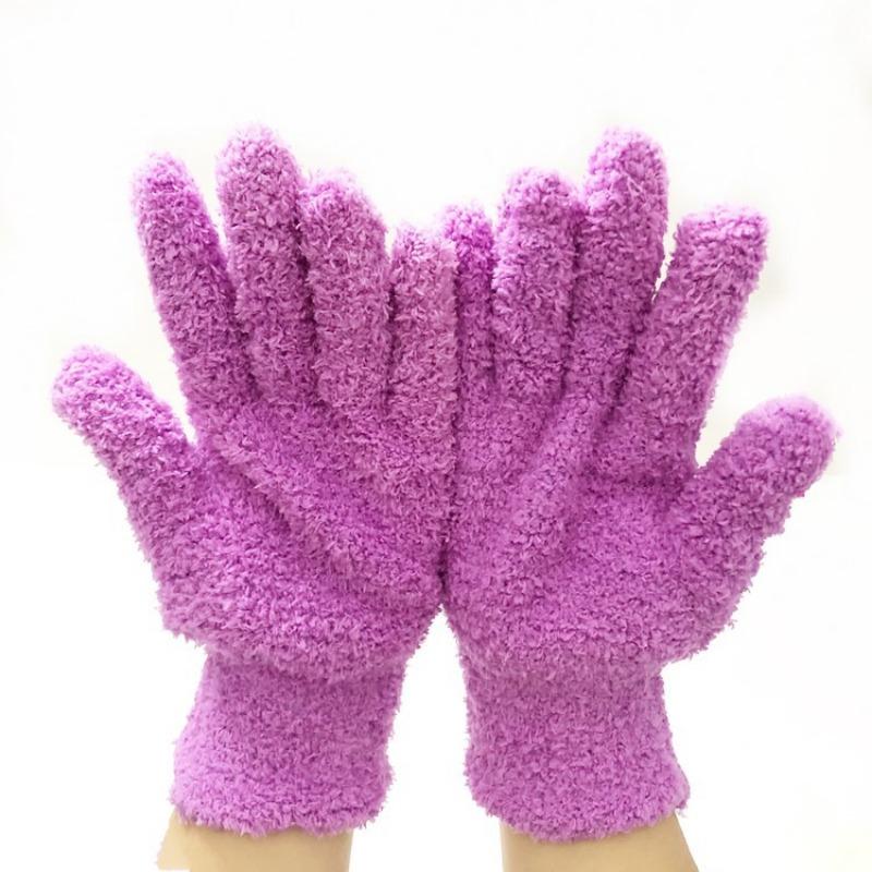 

2 пары пылезащитных перчаток из микрофибры для автомобиля, коралловый флис, перчатки из микрофибры для жалюзи, ламп, мебели, труднодоступные угловые зазоры 21*7cm сливовый