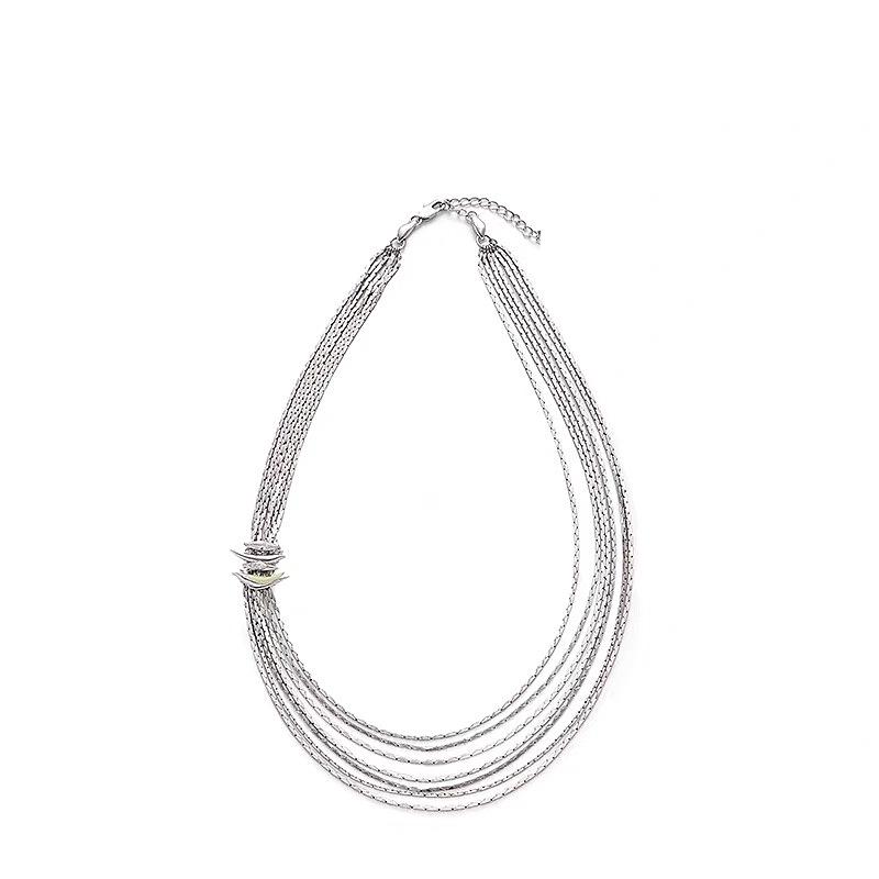

Многослойное ожерелье с кисточками «Падающее перо» - Элегантный французский чокер в стиле легкой роскоши серебряный
