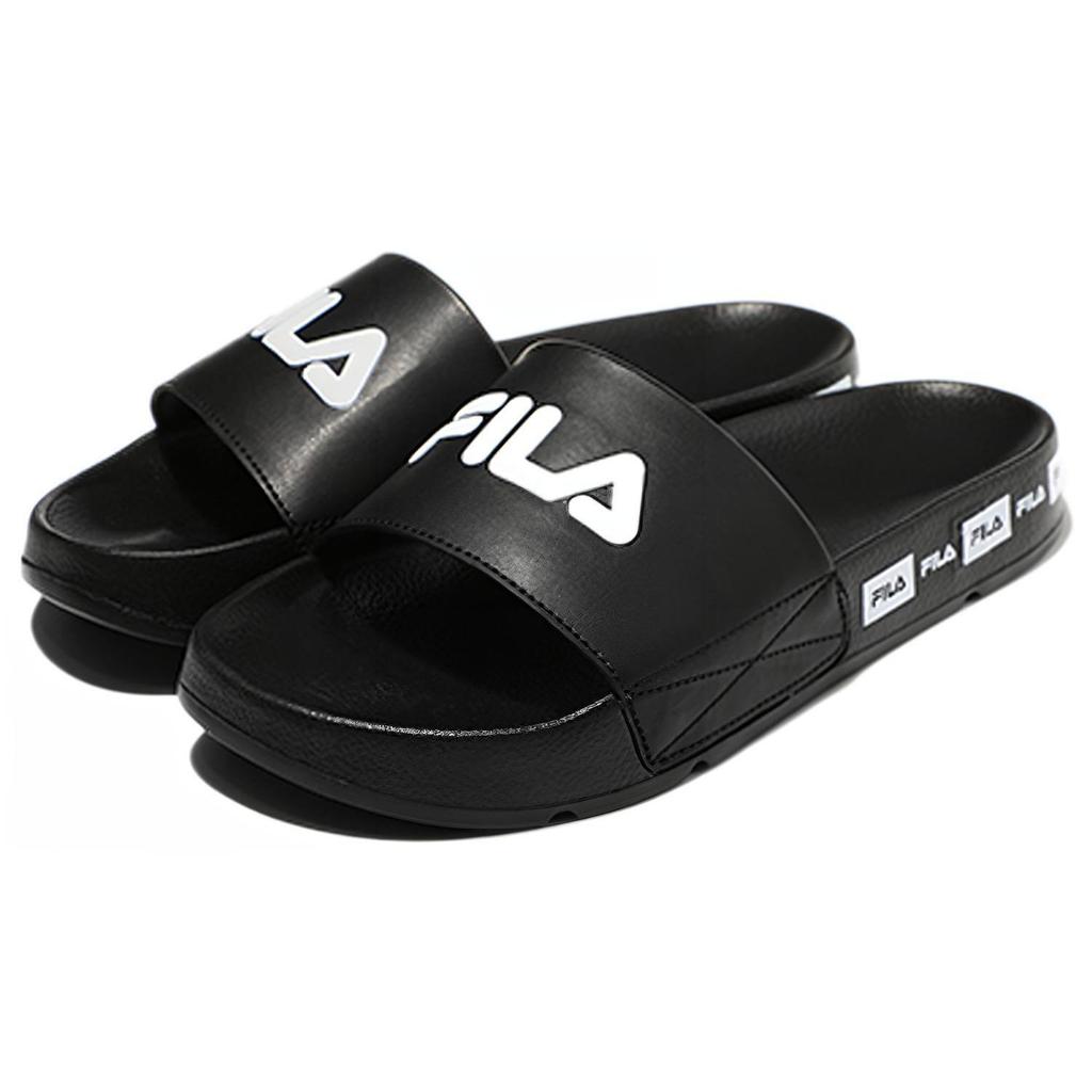 FILA Cozy Lightweight Thick Sole Unisex Black Korean Version Slippers 1SM01591D_001