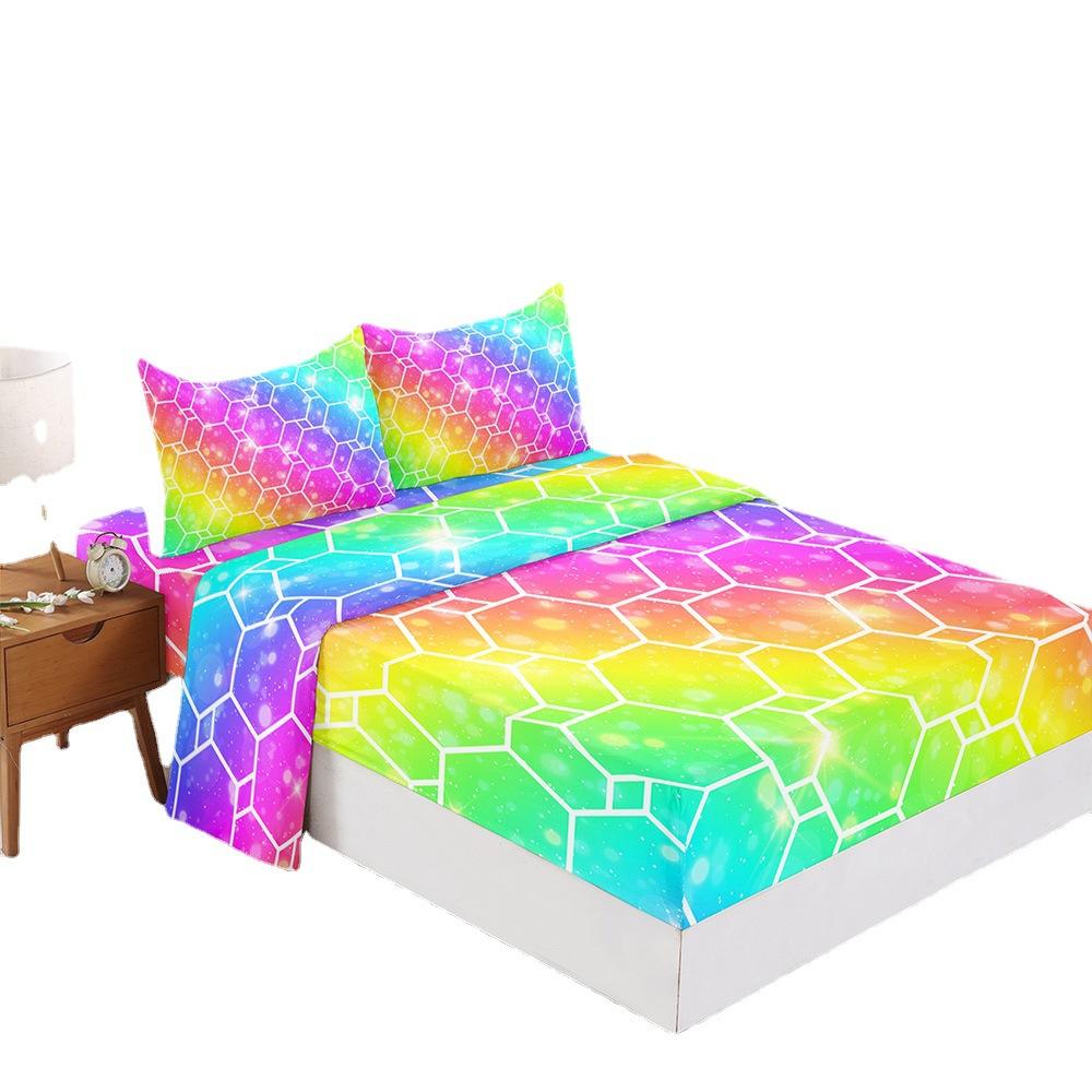 Four-Piece Mattress Color Gradual Change Panda 3D Digital Printing Kit Mattress Protective Cover