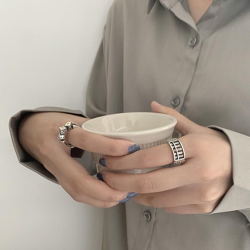 Chic Retro 925 Silver Couple Ring Unique Design Perfect For Hip Hop Style Parties