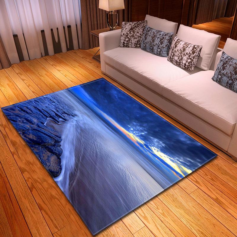 Beach Concept Landscape Living Room Carpet Bedroom Dining Room Floor Mat Pattern Size