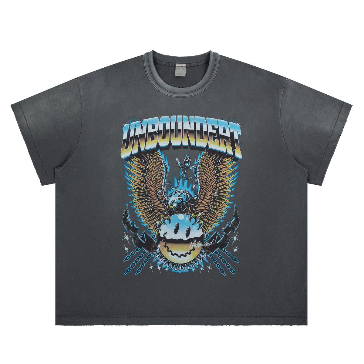 

Lan Hai Menswear | 2026 Spring/Summer Collection: Retro Rock Eagle Claw Smiley Face Graphic Tee for Men and Women XL