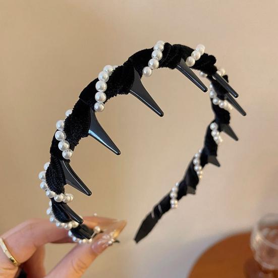 Elegant Faux Pearl Headband Vintage Fluffy Hair Hoops Fashion Hair Accessories for Parties And Weddings