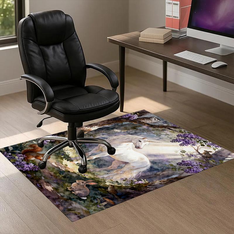 Unicorn Forest Pattern Area Rug, Office Carpet Indoor Outdoor Entrance Doormat, Non-Slip Soft And Comfortable, Living Room, c122018 60cm by 90cm