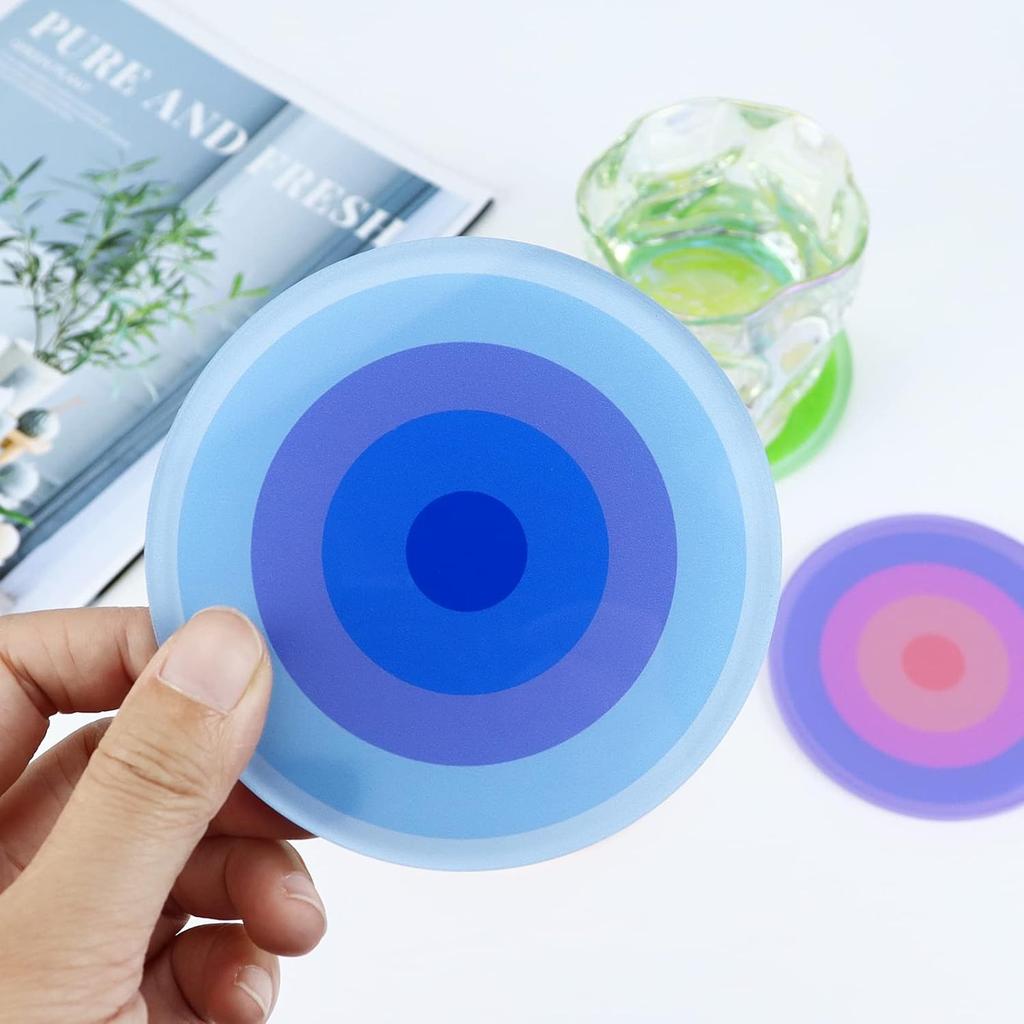 5pcs Acrylic Gradient Color Coasters Round Heat-resistant Coasters Table Decor Beverage Coasters, Coffee Coasters Home Decor