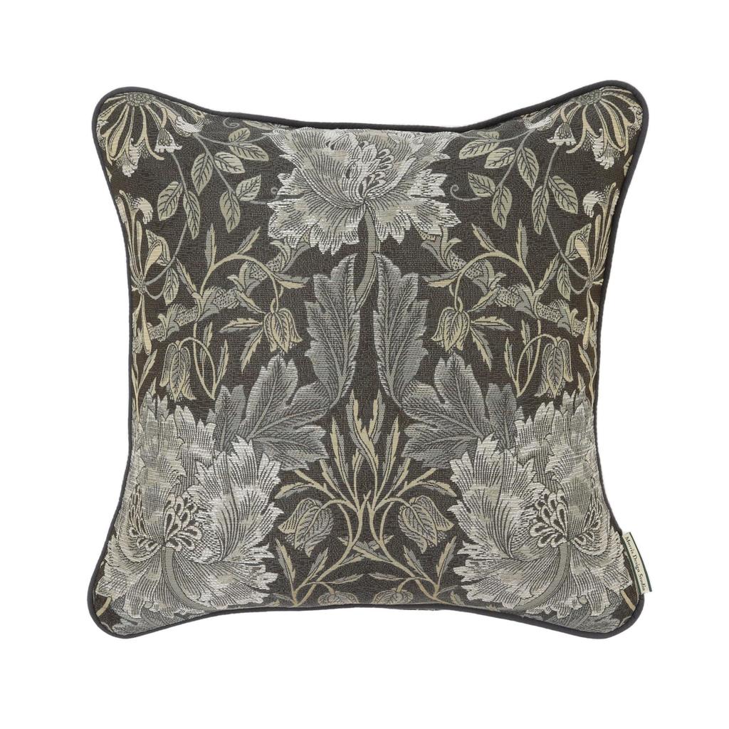 Kawashima Selkon Morris Honeysuckle Tulip Cushion 45x45cm Brown Made in Japan