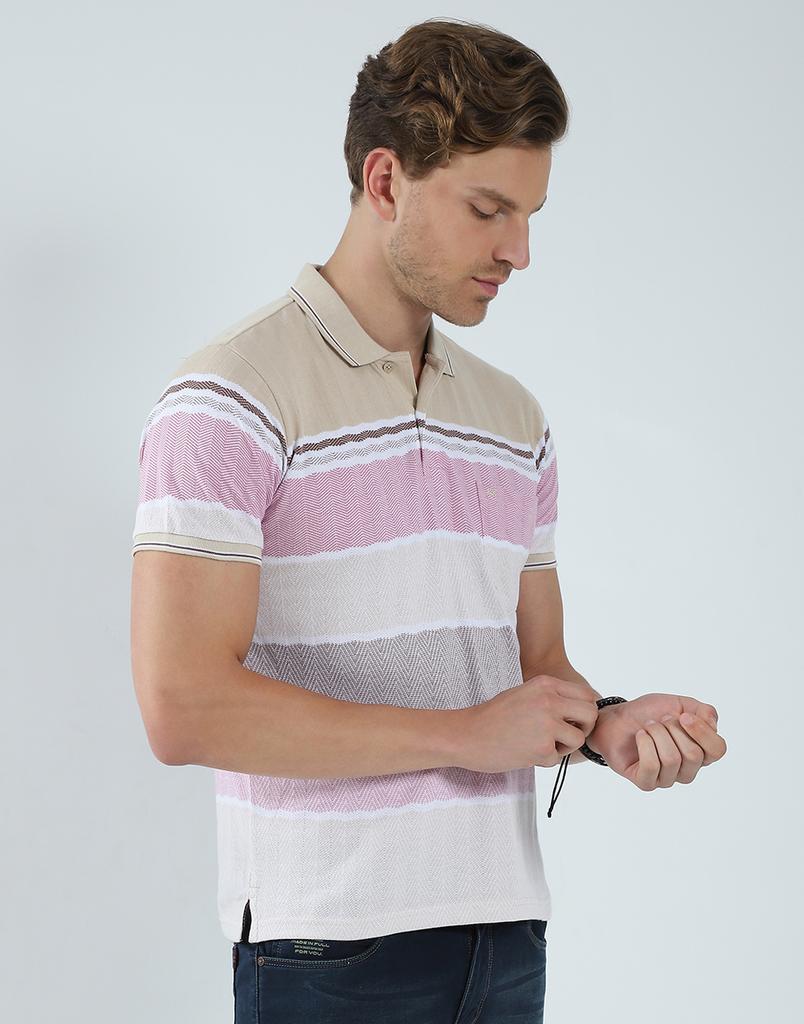 MONTE CARLO Mens Striped Collar Neck T-Shirt