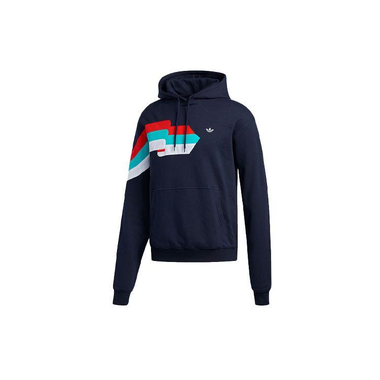 adidas Originals Ripple Hoody Alphabet Printing Hooded Long Sleeves Blue FM1518 XS