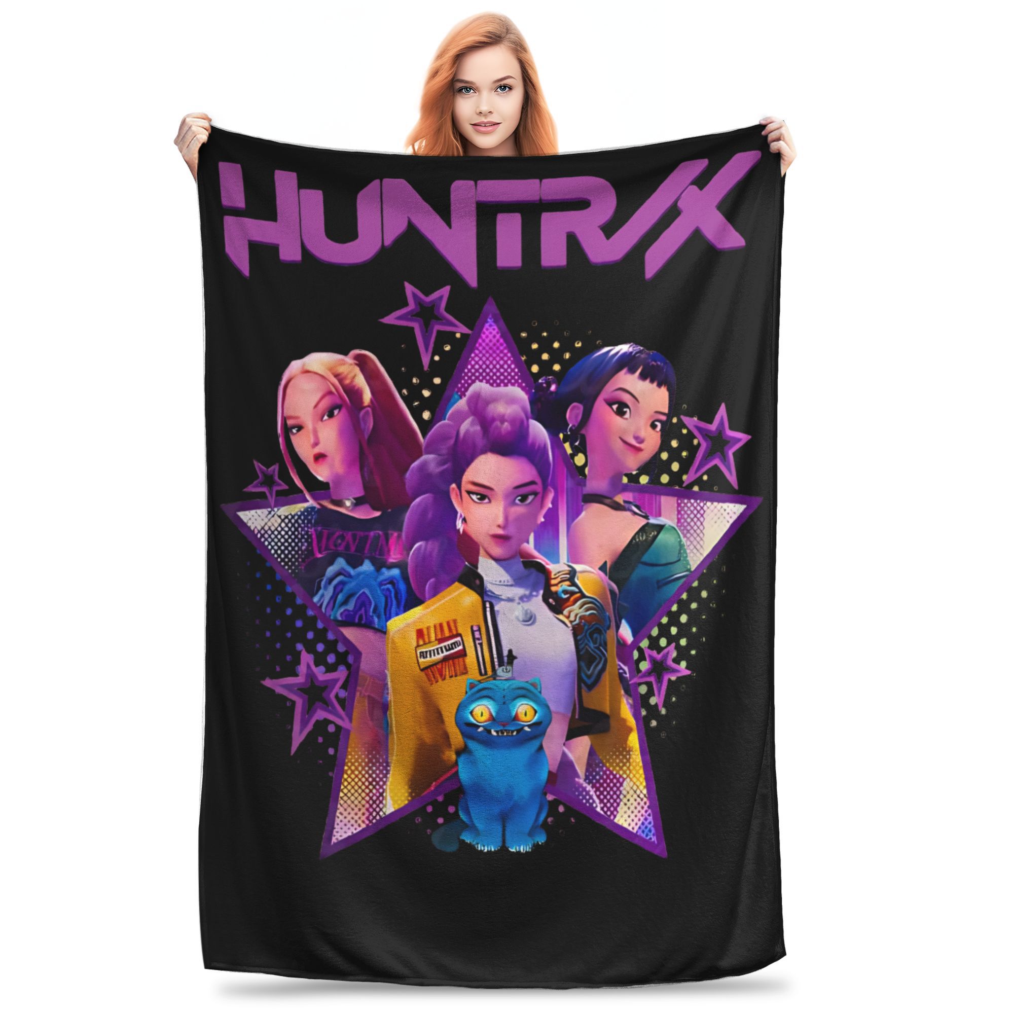 

Kpop Demon Hunter Huntrix Girls Warm Soft Blanket Travel Plush Throw Blanket Novelty Couch Bed Flannel Bedspread Sofa Bed Cover 30x40in