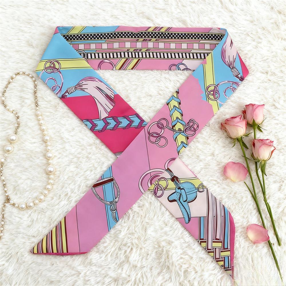 90*5Cm Korean  Fashion Luxurious Ladies Leisure Decoration Twill Long Strip Streamer Silk Scarf Tie Bind Bag Ribbon