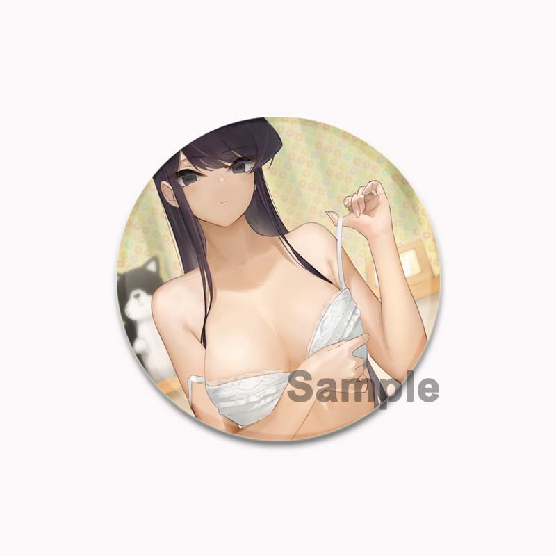 32/44/58mm Komi Cant Communicate Round Pin Cute Girl Cartoon Snap-in Brooches for Backpack Cothes Accessories Anime Collection Badge
