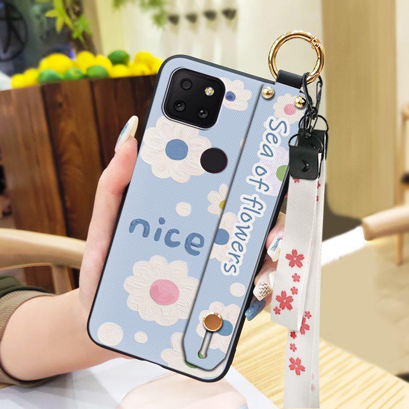 Back Cover Wrist Strap Phone Case For TCL T-Mobile Revvl 5G Phone Holder Flower Soft case Waterproof Ring Lanyard