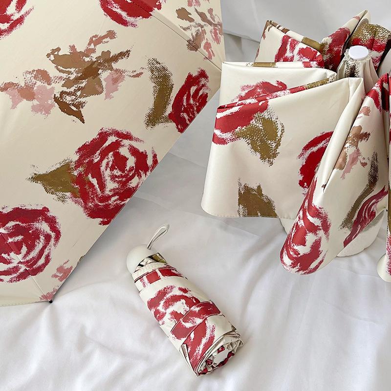 Instagram Style Sun Umbrella For Both Rain And Sunshine, Strawberry Rabbit Women'S Uv Resistant Fully Automatic Triple Fold Umbr