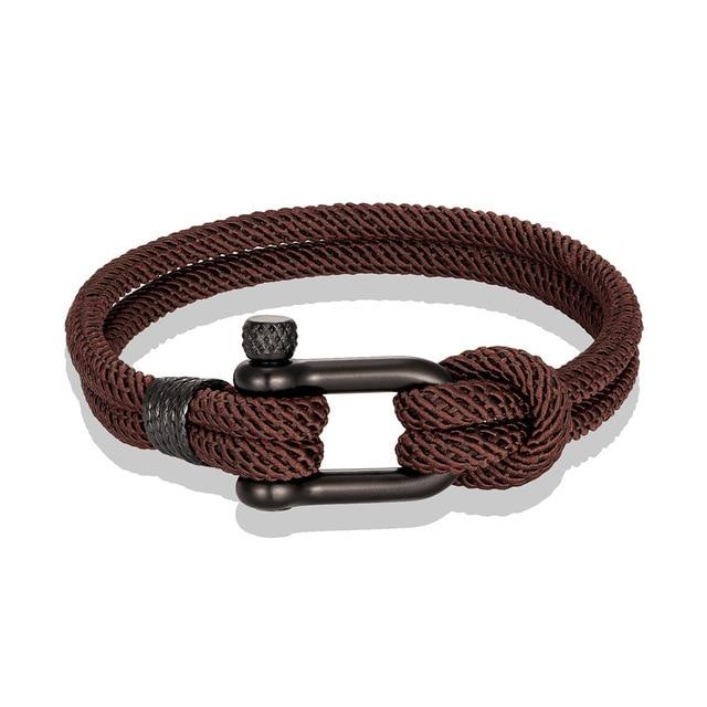 Bracelet de survie en forme de U pour homme et femme, en acier inoxydable noir, avec boucle de sport