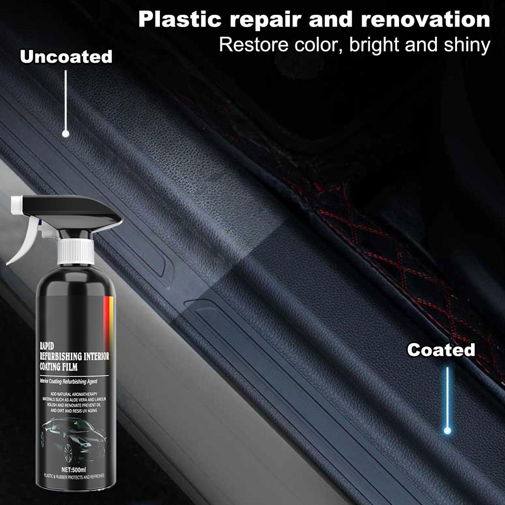 Car Interior Cleaner Spray 500ML Coating Wax Agent Automotive Interior Cleaner For Oil Stain Dust Door Armrest Dashboard Rubber