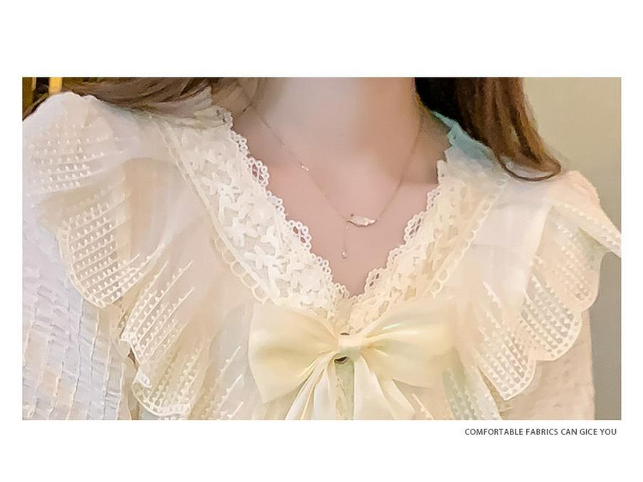 Women's French Chic Lace Chiffon Blouse - Spring Fashion Short Sleeve, Slimming and Stylish