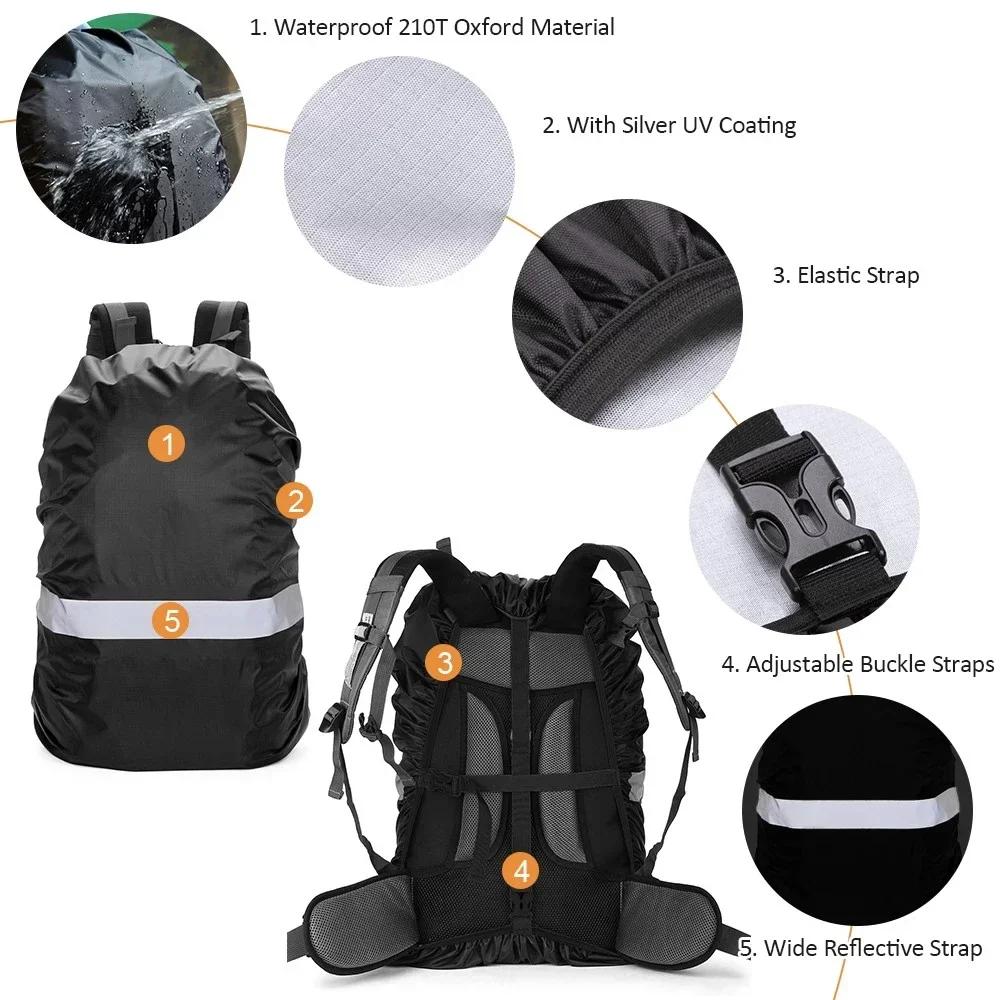 Durable And Safe Backpack Rain Cover Reflective Strip Waterproof Ultralight Backpack Cover Anti-Slip Cross Buckle Strap Hiking Camping Biking