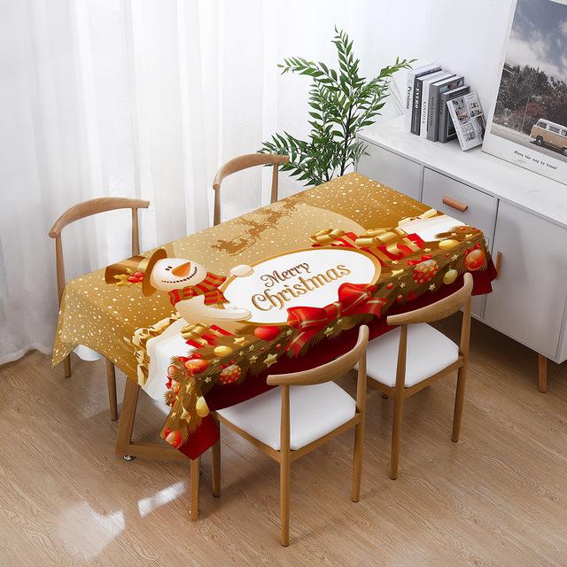Christmas Tablecloths Holiday Decorations Santa Claus Printed Home Kitchen Table Stain -Resistant Tablecloths  Year Gifts